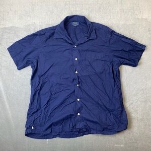 Polo Ralph Lauren Classic Fit Short Sleeve Button Up Shirt Navy Mens Size L